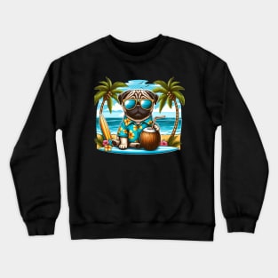 Funny Pug with Sunglasses on a Surf Board Crewneck Sweatshirt